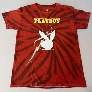 Playboy T-Shirt Mens Medium Red Tie Dye Retro 1971 Magazine Cover Graphic Tee
